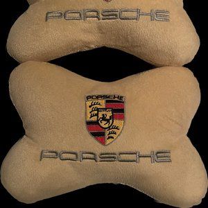 Porsche Car Seat Embroidered Head Neck Rest Pillow Support Cushion 2 pcs